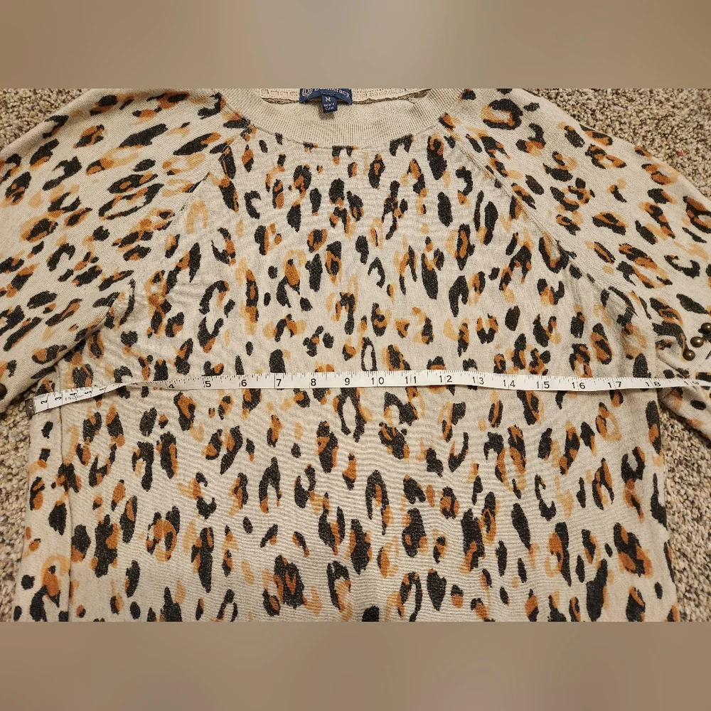 Boutique Leopard Sweater with Studded Puff Sleeves